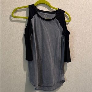SO Gray Raglan 3/4 Sleeve Cut Out Tank Top